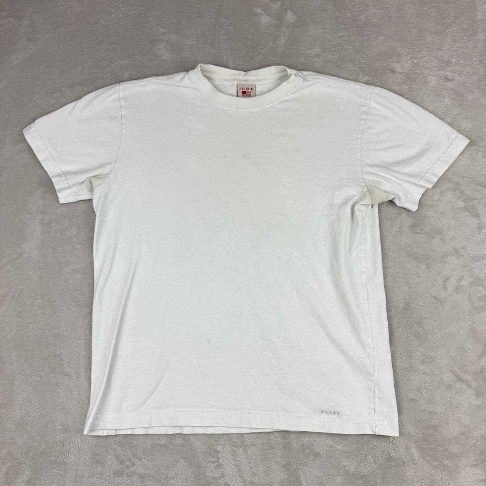Filson T-Shirt Mens Small White Short Sleeve Grunge Casual Minimalist USA Made